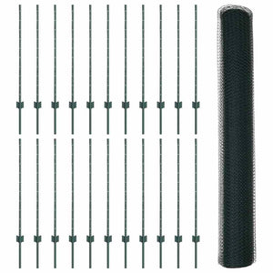 Εξαγωνική Φράχτη με Στύλο 50 x 1 m PVC-Επικαλυμμένο Ατσάλι