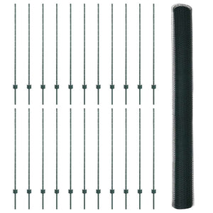 Εξαγωνική Φράχτη με Στύλο 50 x 1,4 μ PVC-Επικαλυμμένο Ατσάλι