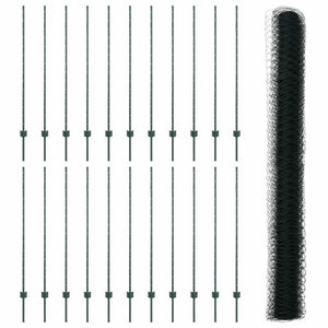 Εξαγωνική Φράχτη με Στύλο 50 x 1,4 μ PVC-Επικαλυμμένο Ατσάλι