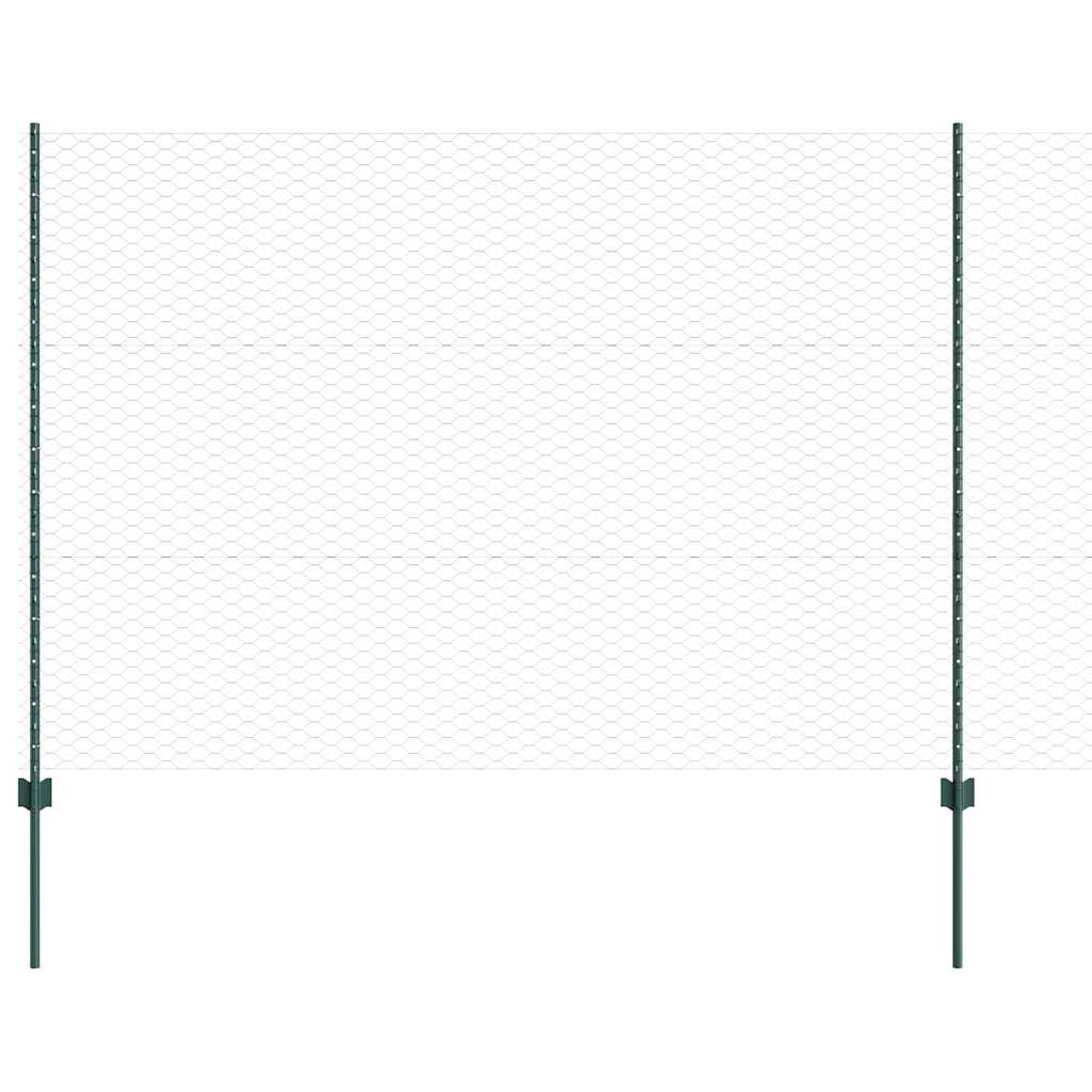 Εξαγωνική Φράχτη με Στύλο 50 x 1,5 m PVC-Επικαλυμμένο Ατσάλι