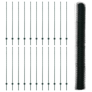 Εξαγωνική Φράχτη με Στύλο 50 x 1,6 m PVC-Επικαλυμμένο Ατσάλι