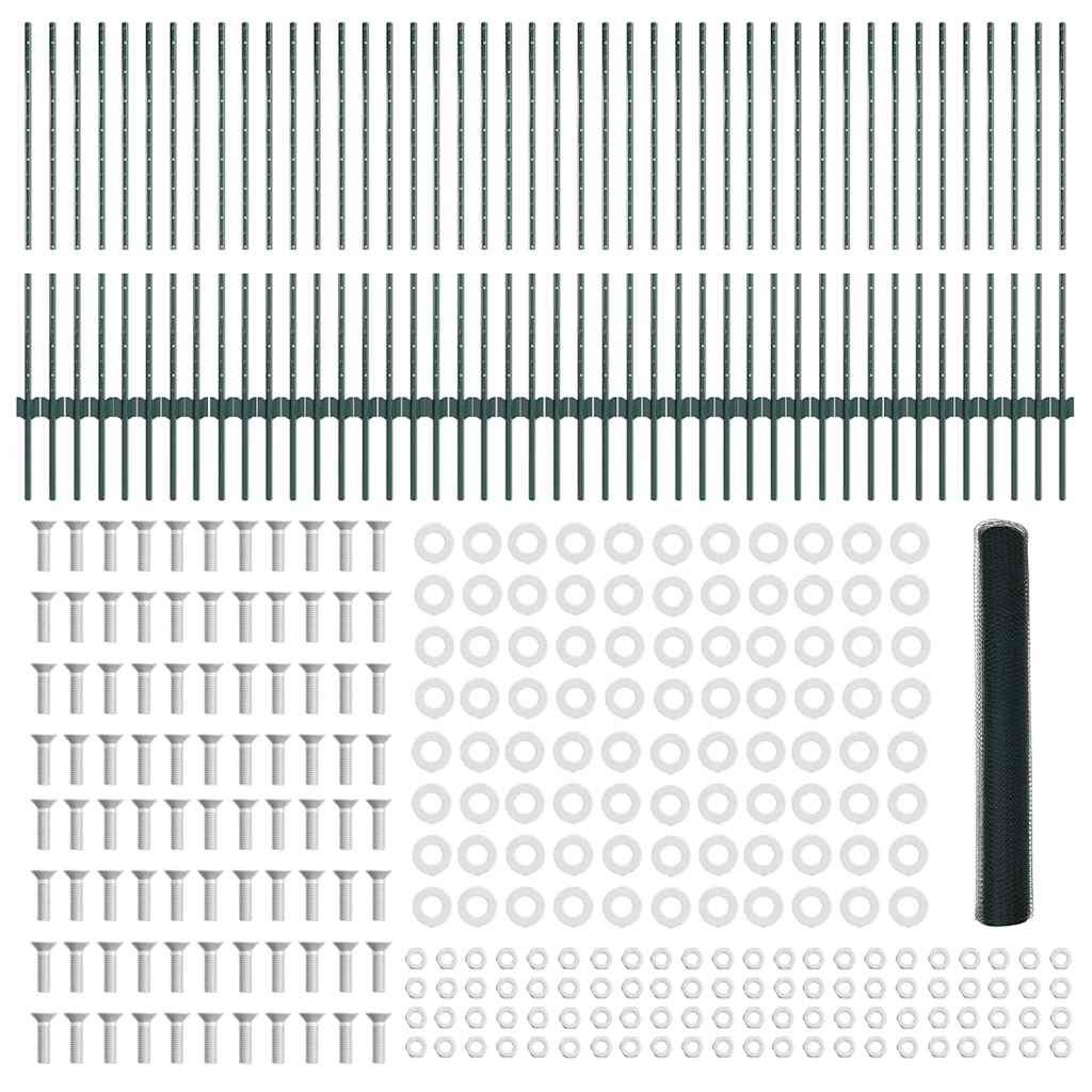 Τεντώτο με στήριγμα Πράσινο 1 x 100 m Χάλυβας και PVC
