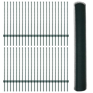 Εξαγωνική Φράχτη με Στύλο 100 x 1 μ PVC-Επικαλυμμένο Ατσάλι