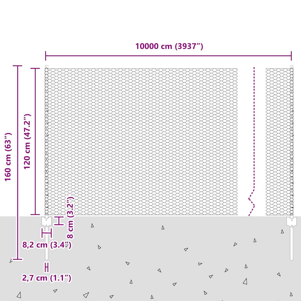 Τεντώτο με στήριγμα Πράσινο 1,2 x 100 m Χάλυβας και PVC - Pakobazaar