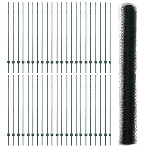 Εξαγωνική Φράχτη με Στύλο 100 x 1,6 μ PVC-Επικαλυμμένο Ατσάλι