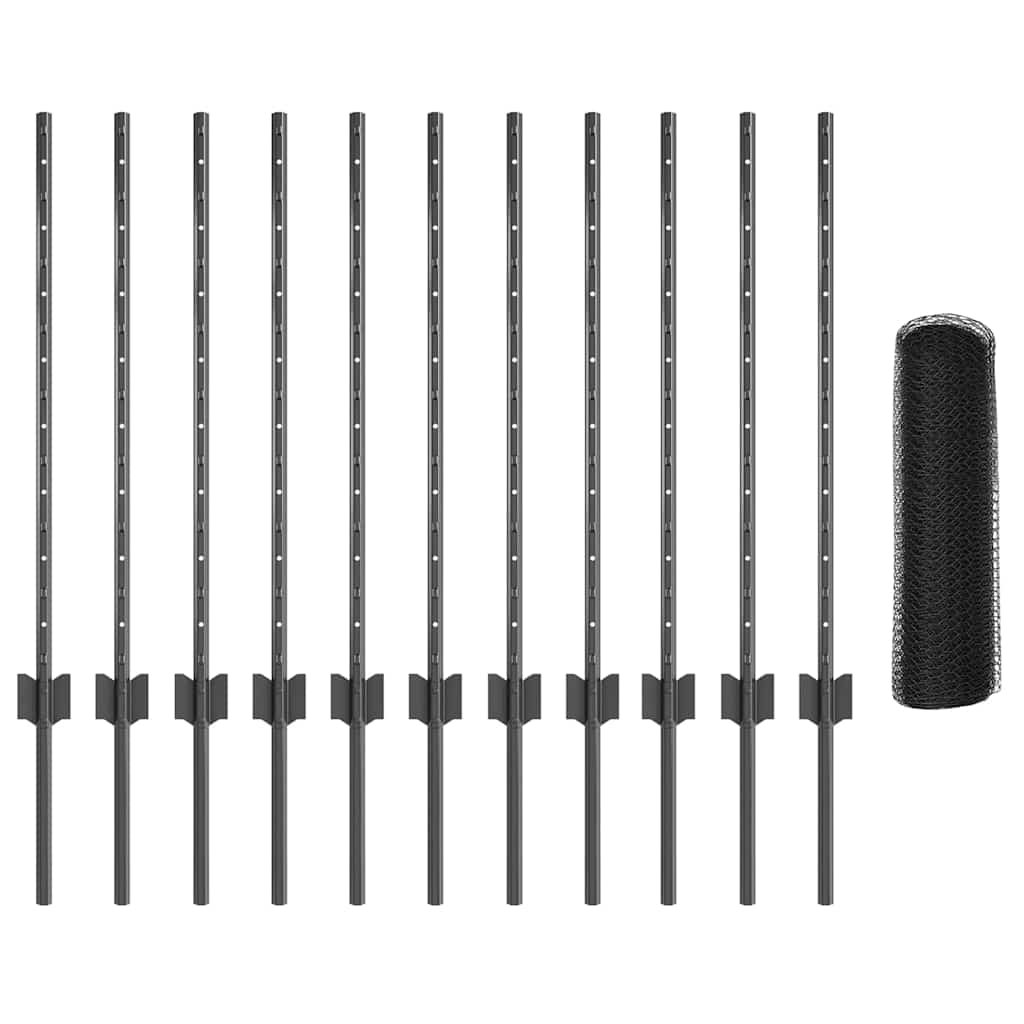 Τεντώτο με στήριγμα Γκρι 0,8 x 10 m Χάλυβας και PVC