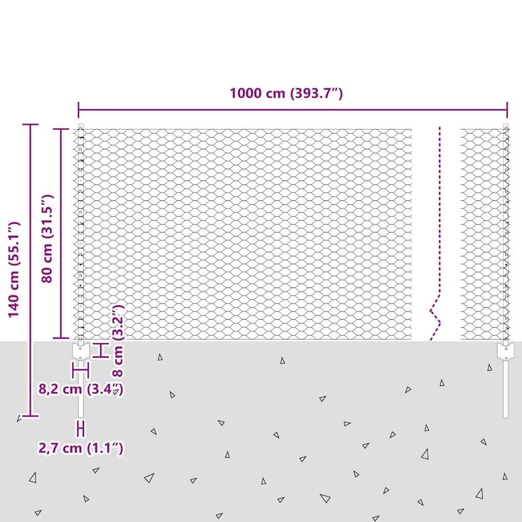 Τεντώτο με στήριγμα Γκρι 0,8 x 10 m Ατσάλι - Pakobazaar