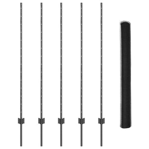 Εξαγωνική Φράχτη με Στύλο 10 x 1,4 μ PVC-Επικαλυμμένο Ατσάλι