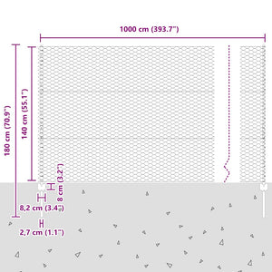 Εξαγωνική Φράχτη με Στύλο 10 x 1,4 μ PVC-Επικαλυμμένο Ατσάλι