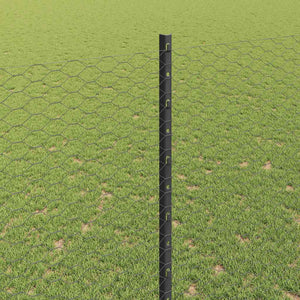 Εξαγωνική Φράχτη με Στύλο 10 x 1,5 m PVC-Επικαλυμμένο Ατσάλι