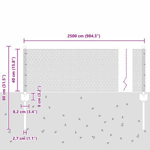 Εξαγωνική Φράχτη με Στύλο 25 x 0,4 m PVC-Επικαλυμμένο Ατσάλι