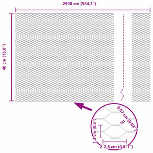 Εξαγωνική Φράχτη με Στύλο 25 x 0,4 m PVC-Επικαλυμμένο Ατσάλι