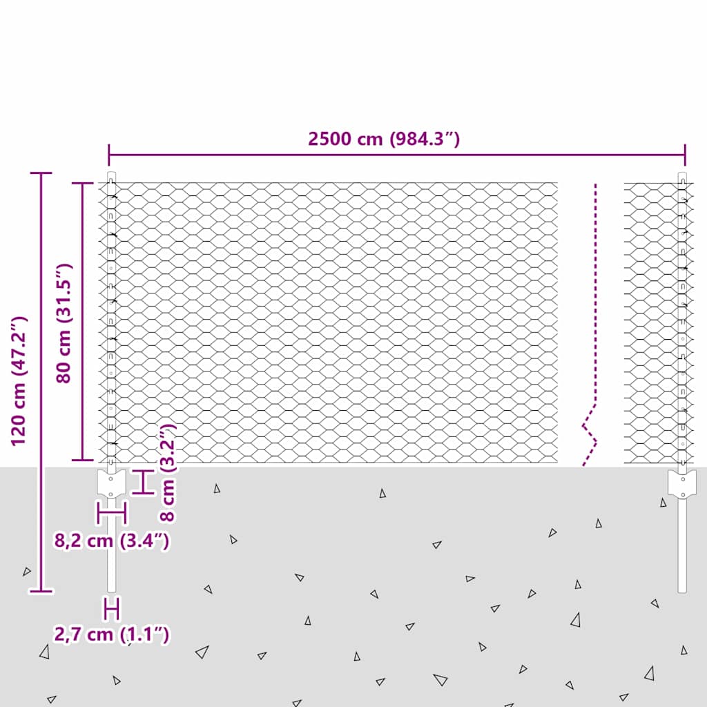 Τεντώτο με στήριγμα Γκρι 0,8 x 25 m Ατσάλι - Pakobazaar