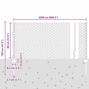 Τεντώτο με στήριγμα Γκρι 0,8 x 25 m Ατσάλι - Pakobazaar