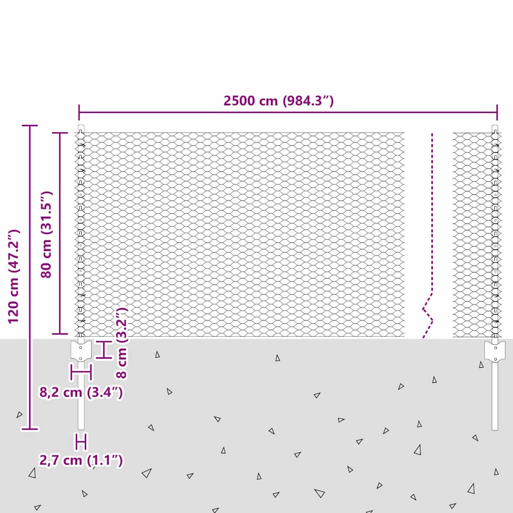 Τεντώτο με στήριγμα Γκρι 0,8 x 25 m Ατσάλι - Pakobazaar