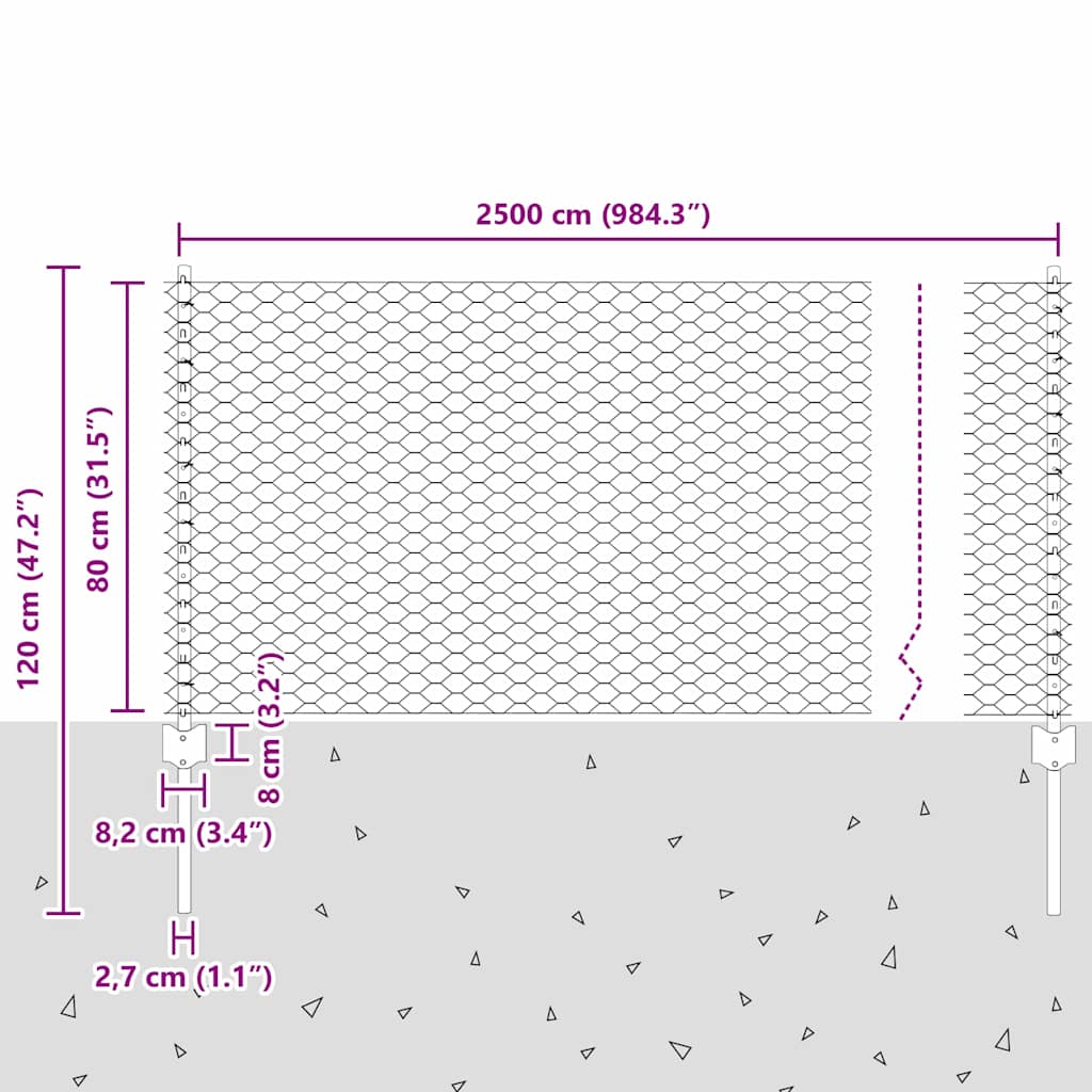 Τεντώτο με στήριγμα Γκρι 0,8 x 25 m Ατσάλι - Pakobazaar