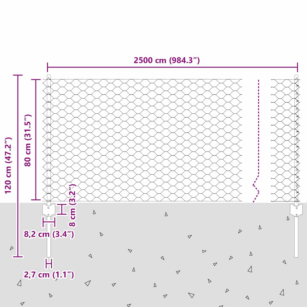 Τεντώτο με στήριγμα Γκρι 0,8 x 25 m Ατσάλι - Pakobazaar