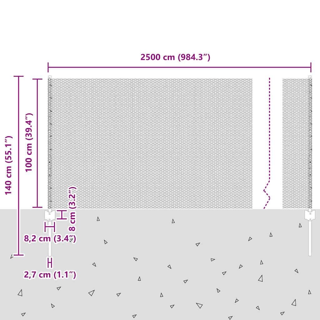 Τεντώτο με στήριγμα Γκρι 1 x 25 m Ατσάλι