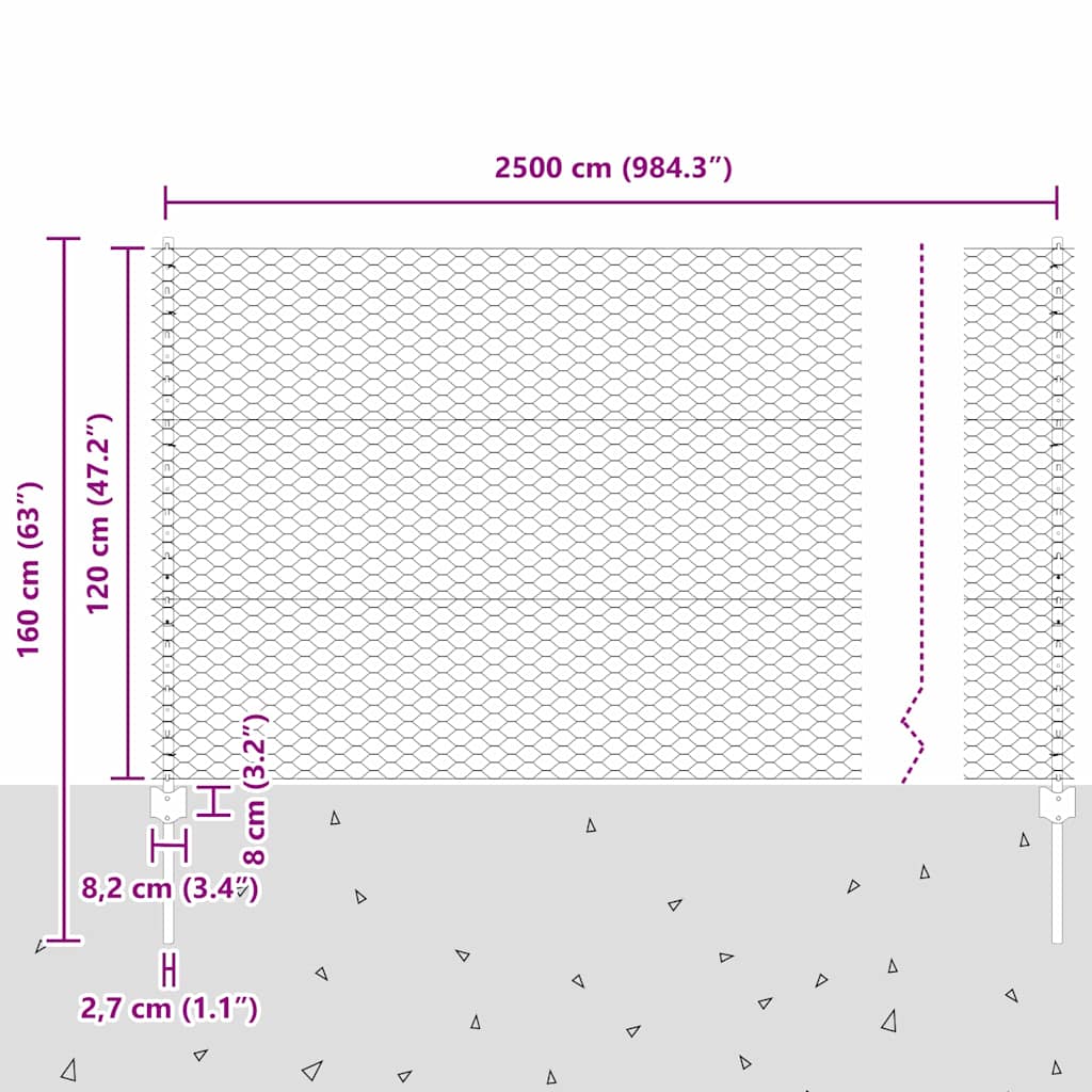 Τεντώτο με στήριγμα Γκρι 1,2 x 25 m Ατσάλι - Pakobazaar