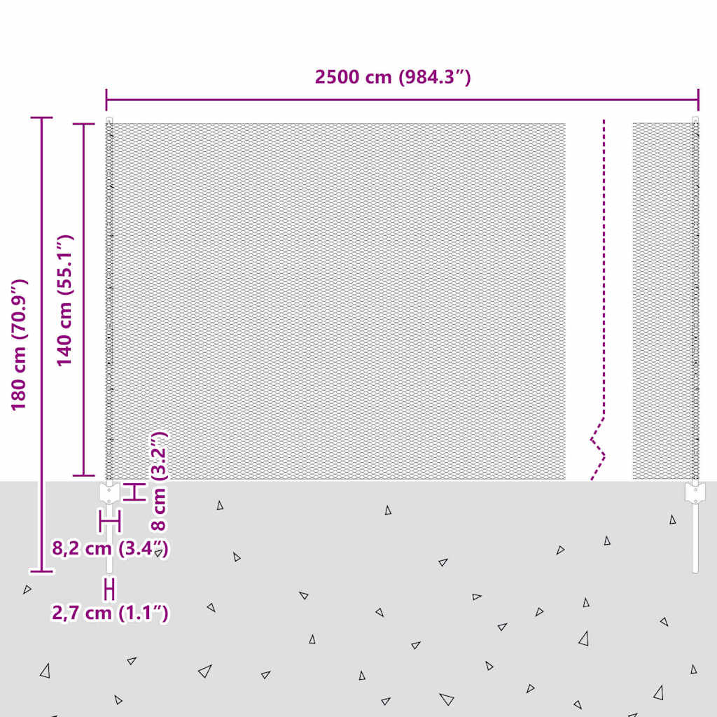 Τεντώτο με στήριγμα Γκρι 1,4 x 25 m Ατσάλι