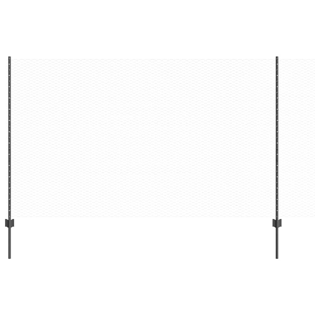 Εξαγωνική Φράχτη με Στύλο 25 x 1,4 μ PVC-Επικαλυμμένο Ατσάλι