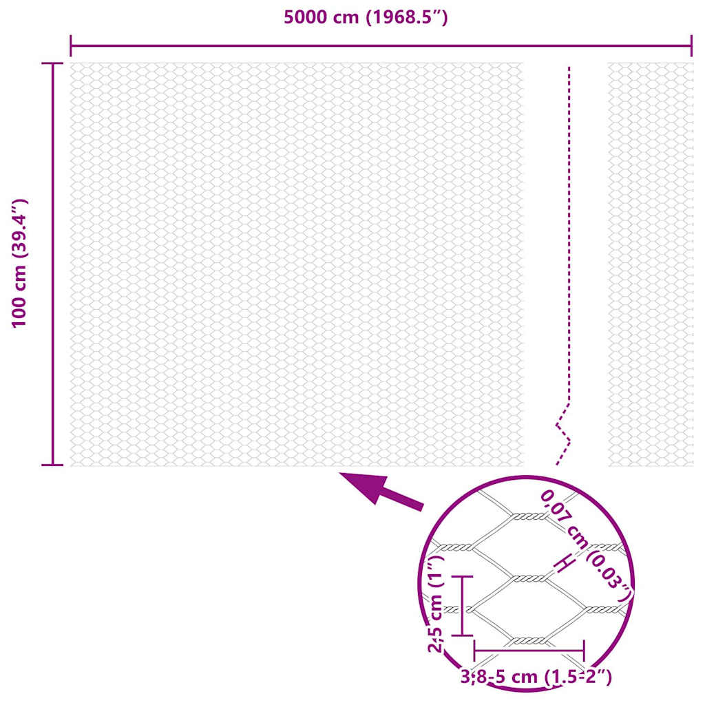 Εξαγωνική Φράχτη με Στύλο 50 x 1 m PVC-Επικαλυμμένο Ατσάλι Γκρι