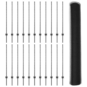 Εξαγωνική Φράχτη με Στύλο 50 x 1,2 m PVC-Επικαλυμμένο Ατσάλι