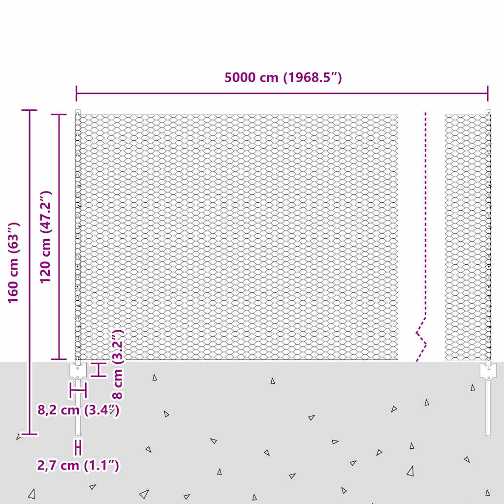 Τεντώτο με στήριγμα Γκρι 1,2 x 50 m Χάλυβας και PVC - Pakobazaar