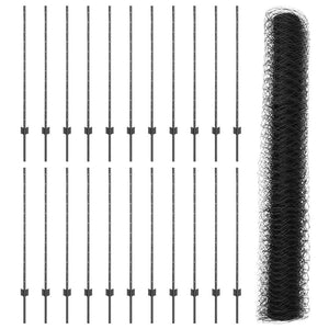 Εξαγωνική Φράχτη με Στύλο 50 x 1,2 m PVC-Επικαλυμμένο Ατσάλι