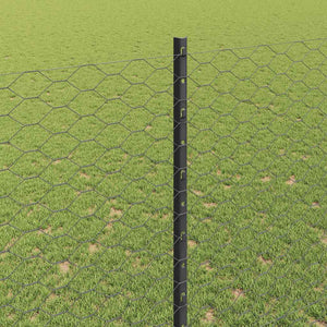 Εξαγωνική Φράχτη με Στύλο 50 x 1,5 m PVC-Επικαλυμμένο Ατσάλι