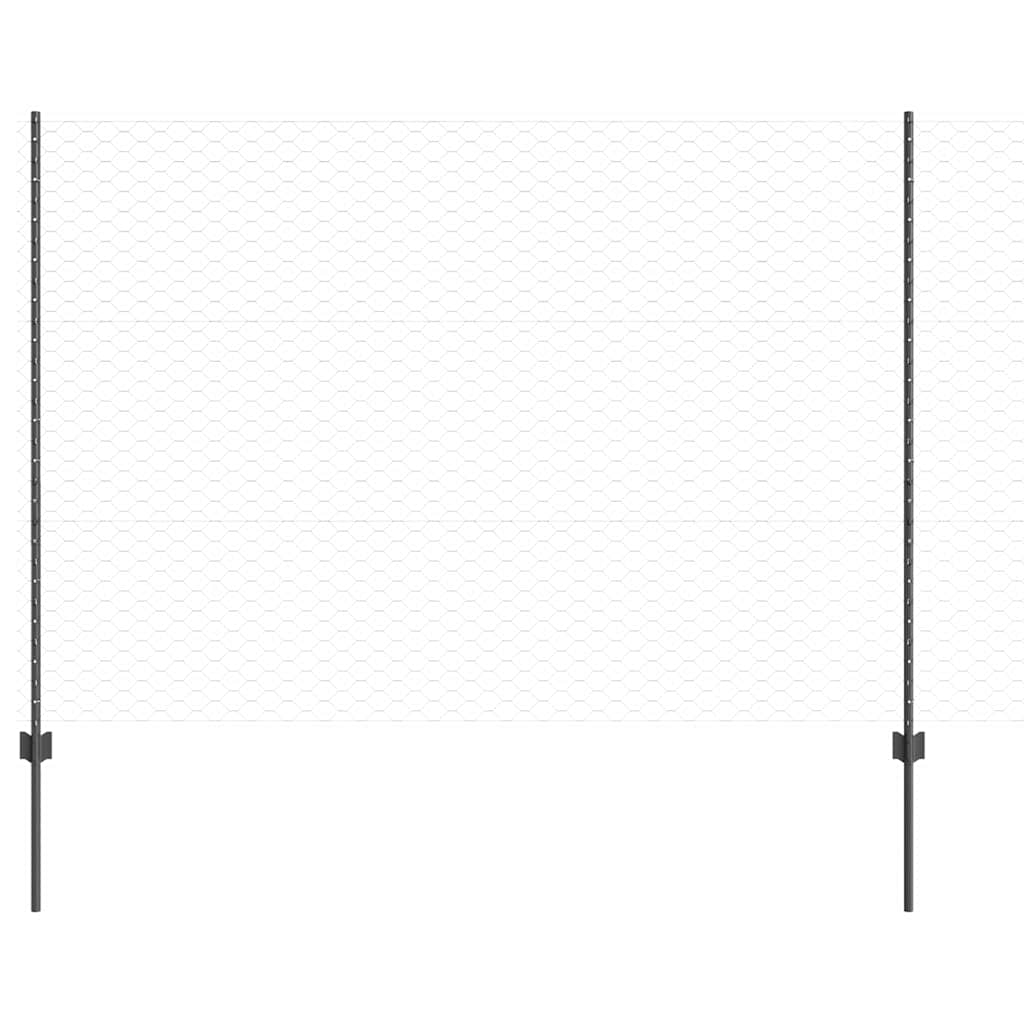 Εξαγωνική Φράχτη με Στύλο 50 x 1,5 m PVC-Επικαλυμμένο Ατσάλι
