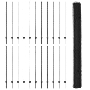 Εξαγωνική Φράχτη με Στύλο 50 x 1,6 m PVC-Επικαλυμμένο Ατσάλι