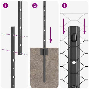 Εξαγωνική Φράχτη με Στύλο 50 x 1,6 m PVC-Επικαλυμμένο Ατσάλι