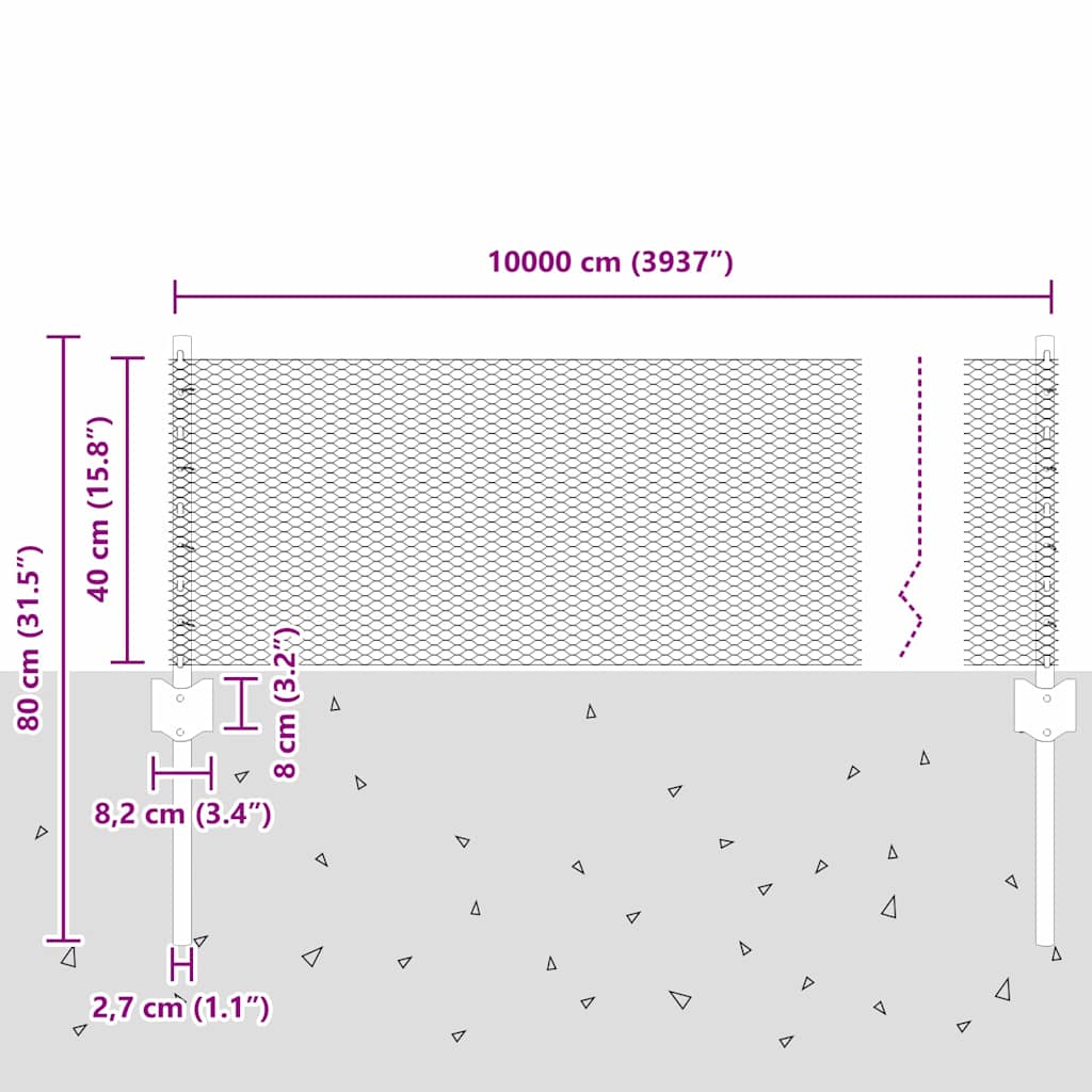Εξαγωνική Φράχτη με Στύλο 100 x 0,4 μ. PVC-Επικαλυμμένο Ατσάλι - Pakobazaar