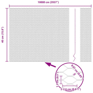 Εξαγωνική Φράχτη με Στύλο 100 x 0,4 μ. PVC-Επικαλυμμένο Ατσάλι - Pakobazaar