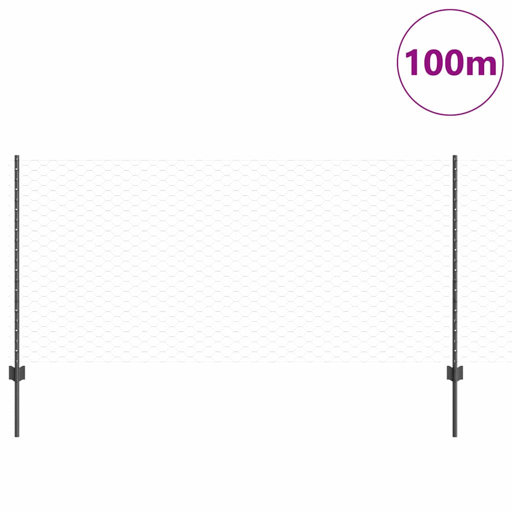 Εξαγωνική Φράχτη με Στύλο 100 x 1 μ PVC-Επικαλυμμένο Ατσάλι