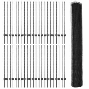 Εξαγωνική Φράχτη με Στύλο 100 x 1,2 μ PVC-Επικαλυμμένο Ατσάλι