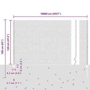 Τεντώτο με στήριγμα Γκρι 1,2 x 100 m Χάλυβας και PVC - Pakobazaar