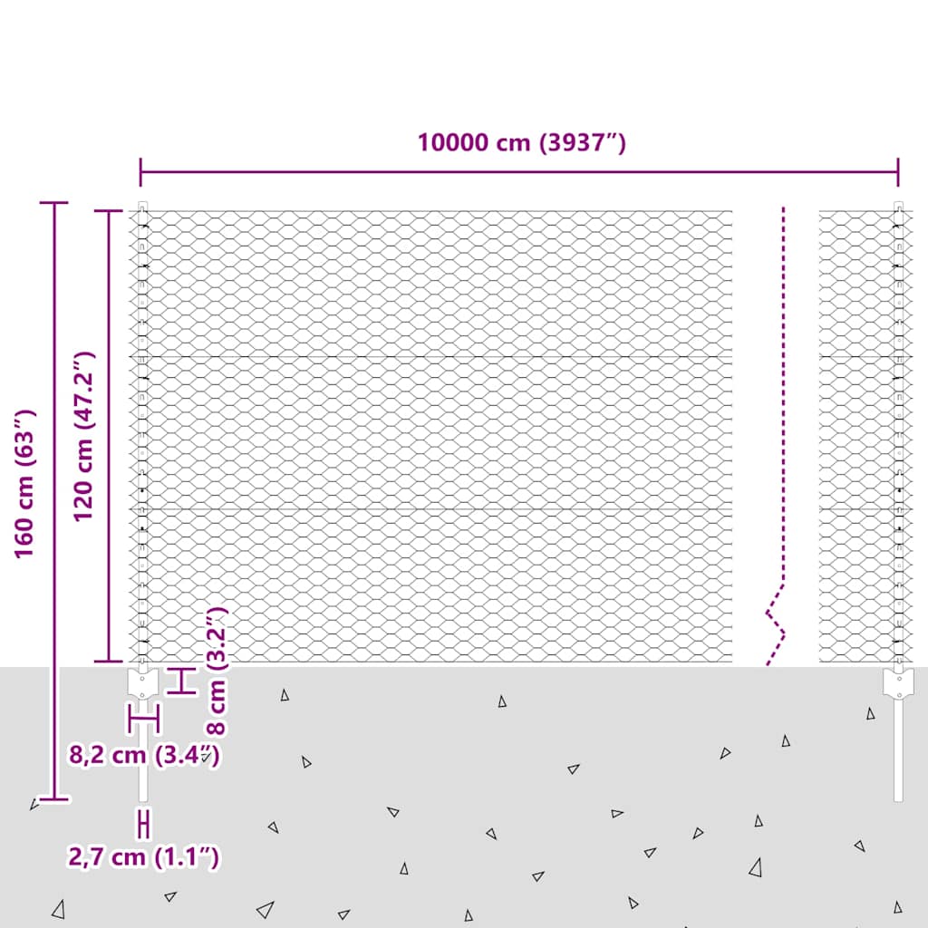 Τεντώτο με στήριγμα Γκρι 1,2 x 100 m Χάλυβας και PVC - Pakobazaar