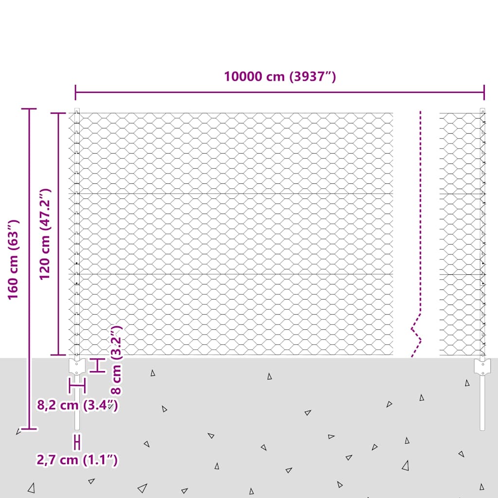 Τεντώτο με στήριγμα Γκρι 1,2 x 100 m Χάλυβας και PVC