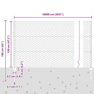 Εξαγωνική Φράχτη με Στύλο 100 x 1,2 μ PVC-Επικαλυμμένο Ατσάλι