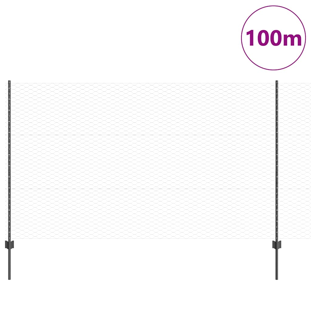Εξαγωνική Φράχτη με Στύλο 100 x 1,4 μ PVC-Επικαλυμμένο Ατσάλι