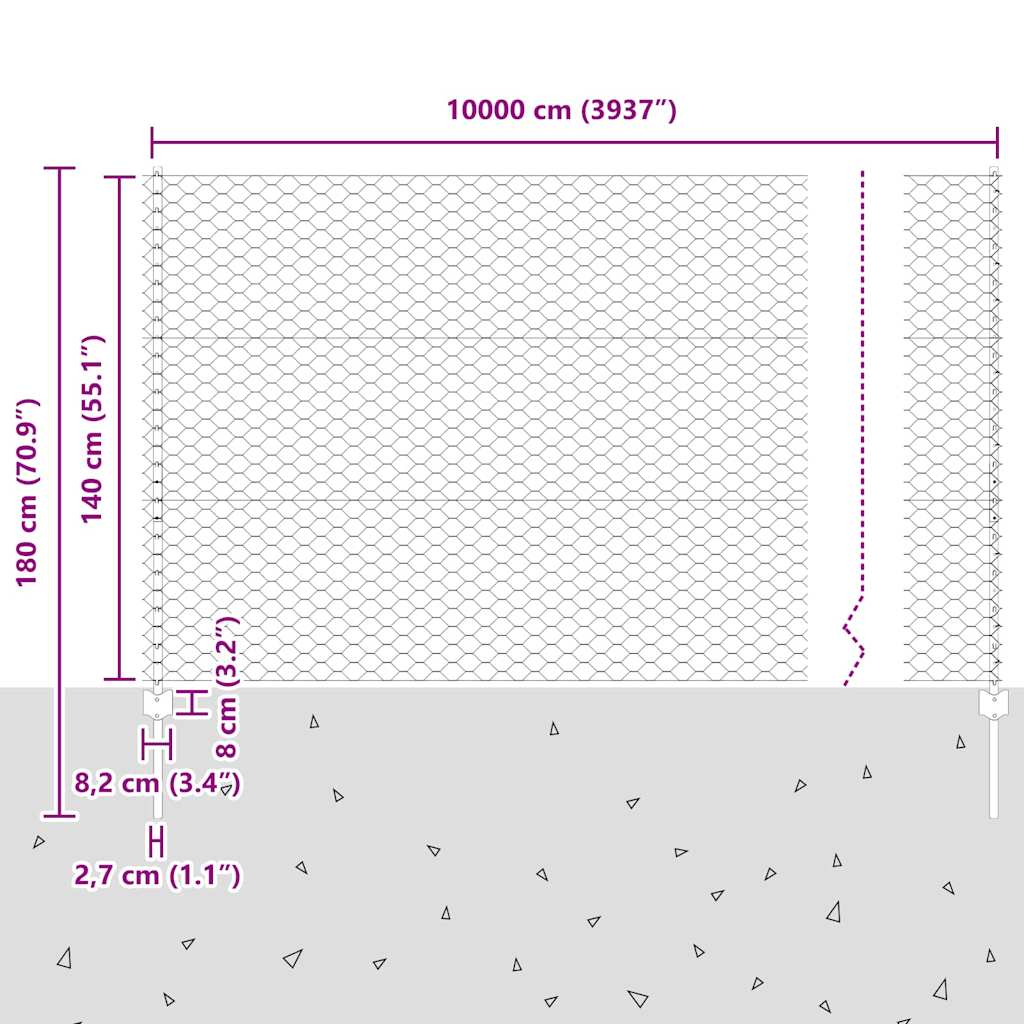 Τεντώτο με στήριγμα Γκρι 1,4 x 100 m Χάλυβας και PVC