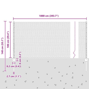 Εξαγωνική Φράχτη με Στύλο 10 x 1 m Γαλβανισμένος Χάλυβας Ασημί
