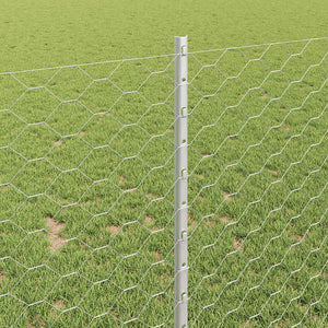 Εξαγωνική Φράχτη με Στύλο 10 x 1 m Γαλβανισμένος Χάλυβας Ασημί