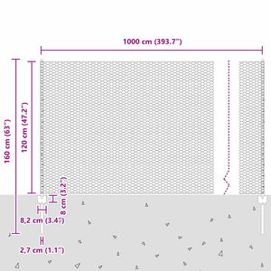 Εξαγωνική Φράχτη με Στύλο 10 x 1,2 μ Γαλβανισμένος Χάλυβας