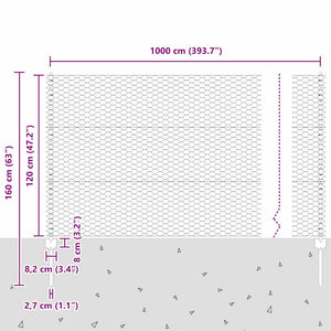Εξαγωνική Φράχτη με Στύλο 10 x 1,2 μ Γαλβανισμένος Χάλυβας
