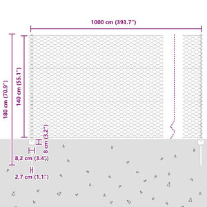 Εξαγωνική Φράχτη με Στύλο 10 x 1,4 μ Γαλβανισμένος Χάλυβας