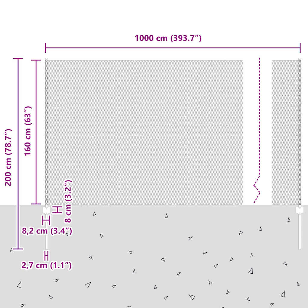Εξαγωνική Φράχτη με Στύλο 10 x 1,6 m Γαλβανισμένος Χάλυβας