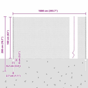 Εξαγωνική Φράχτη με Στύλο 10 x 1,6 m Γαλβανισμένος Χάλυβας
